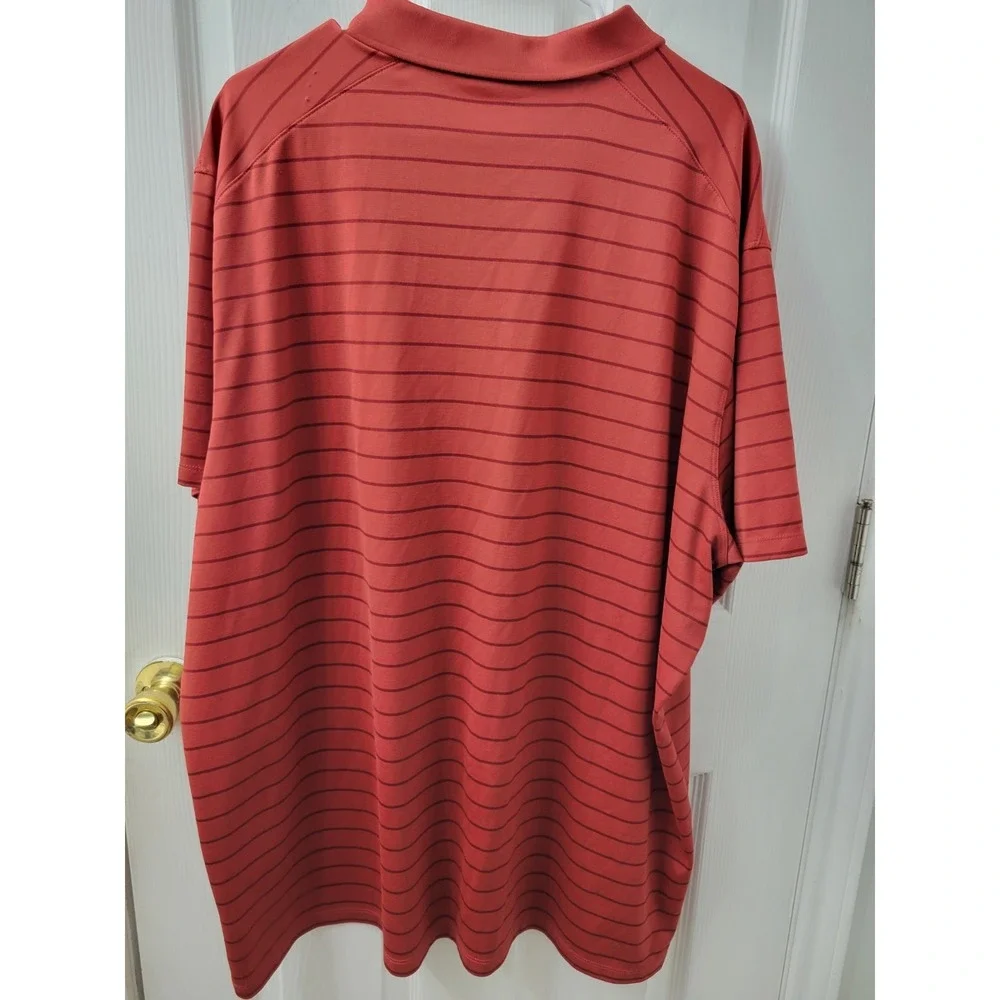 Nike Polo Shirt Mens Size 3XL Maroon Red Stripes Short Sleeve Embroidered Logo